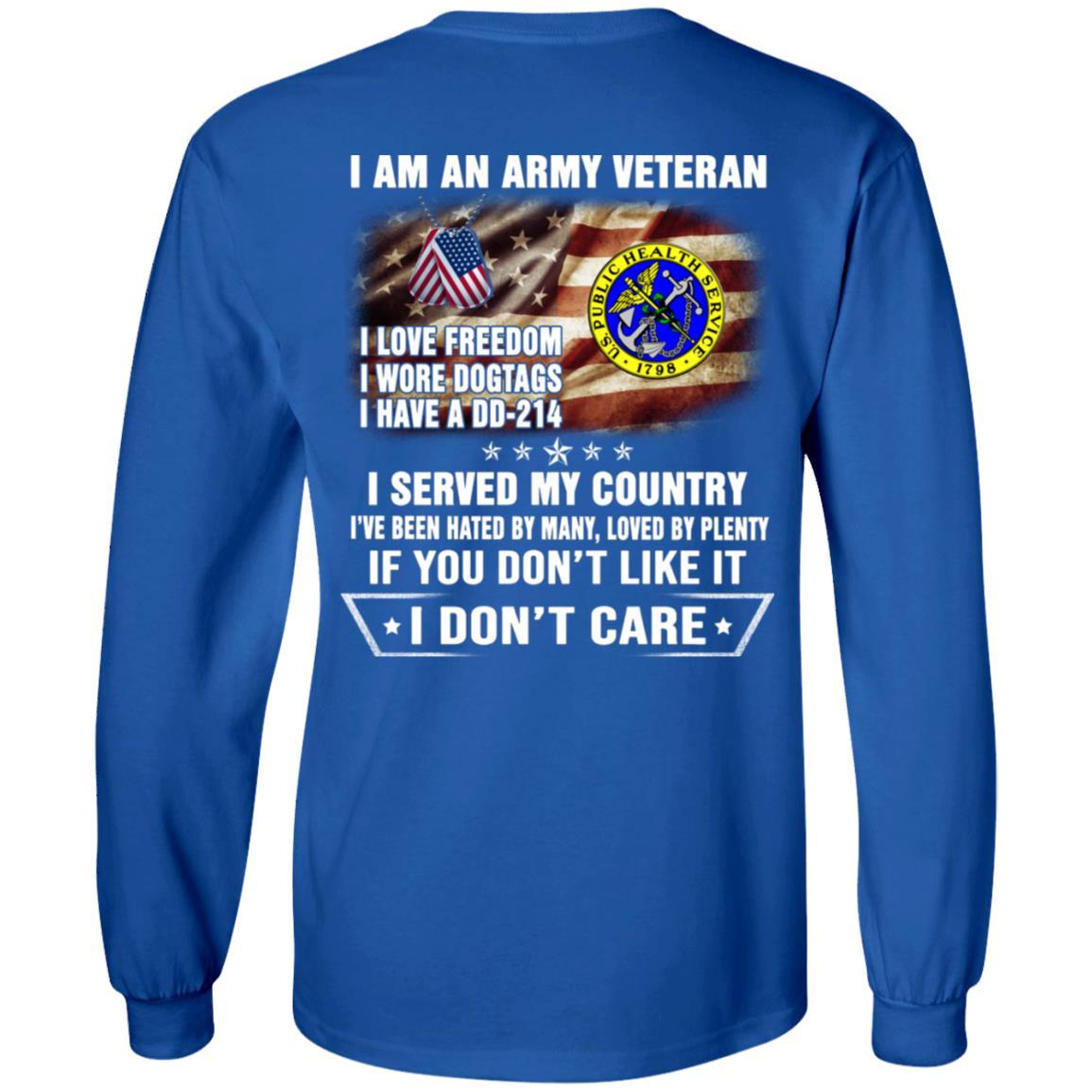 T-Shirt "I Am An Army Public Health Service Veteran" On Back-TShirt-Army-Veterans Nation