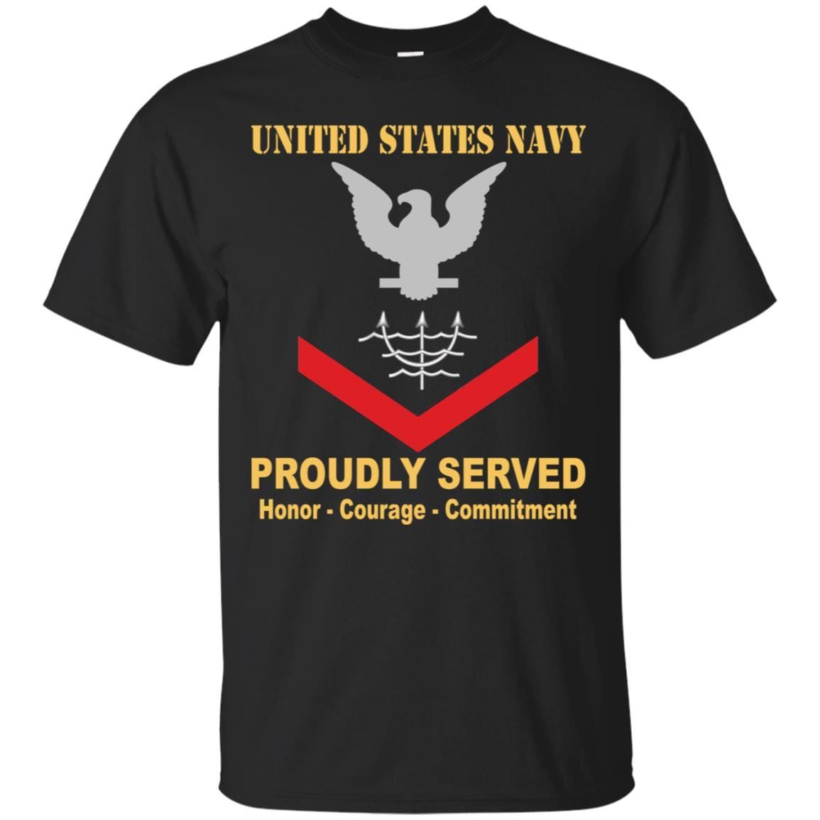 Navy Ocean Systems Technician Navy OT E-4 Rating Badges Proudly Served T-Shirt For Men On Front-TShirt-Navy-Veterans Nation