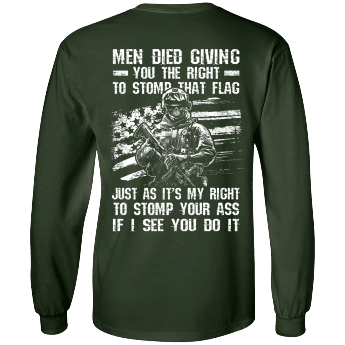 Military T-Shirt "Veteran - Men Died Giving You The Right To Stomp That Flag"-TShirt-General-Veterans Nation