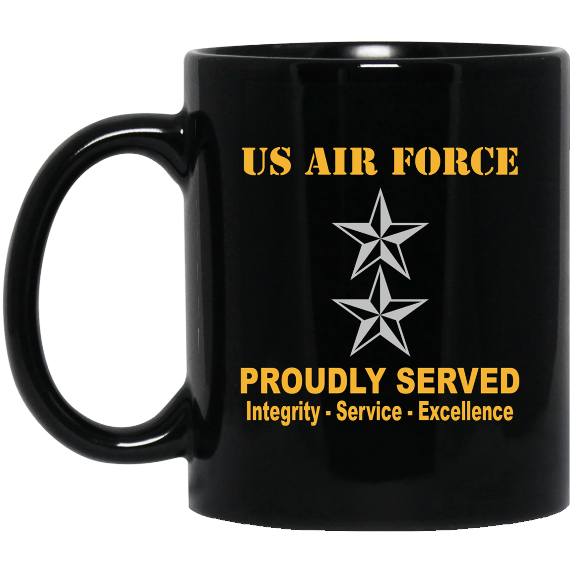 US Air Force O-8 Major General Maj G O8 General Officer Ranks Proudly Served Black Mug 11 oz - 15 oz-Mug-USAF-Ranks-Veterans Nation