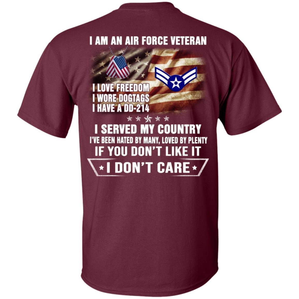 I Am An Air Force E-3 Airman First Class A1C E3 Ranks Enlisted Airman AF Rank Veteran T-Shirt On Back-TShirt-USAF-Veterans Nation