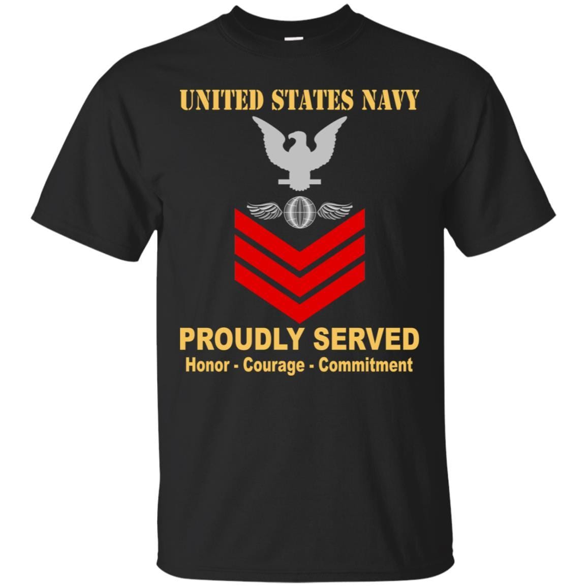 Navy Aviation Electricians Mate Navy AE E-6 Rating Badges Proudly Served T-Shirt For Men On Front-TShirt-Navy-Veterans Nation
