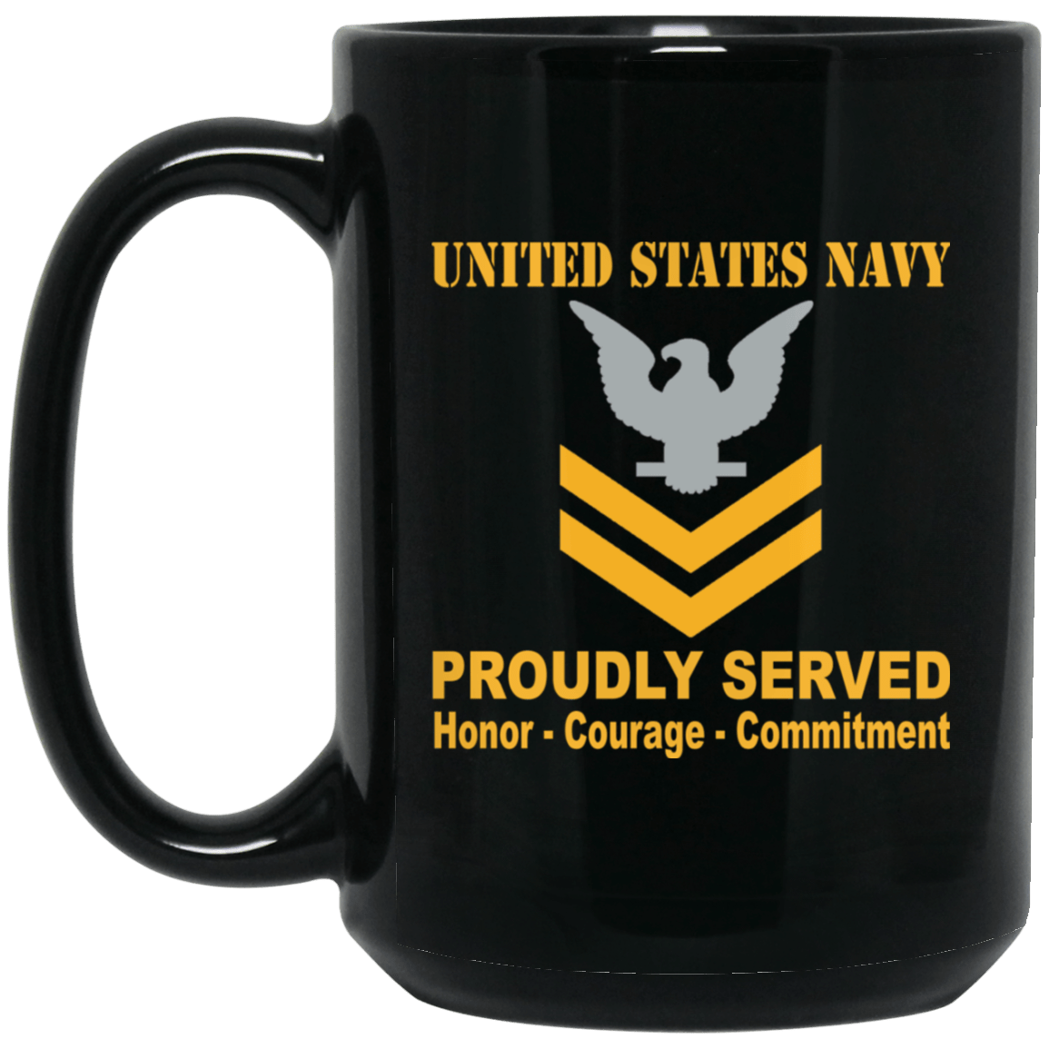 US Navy E-5 Petty Officer Second Class E5 PO2 Gold Stripe Collar Device Black Mug 11 oz - 15 oz-Mug-Navy-Collar-Veterans Nation