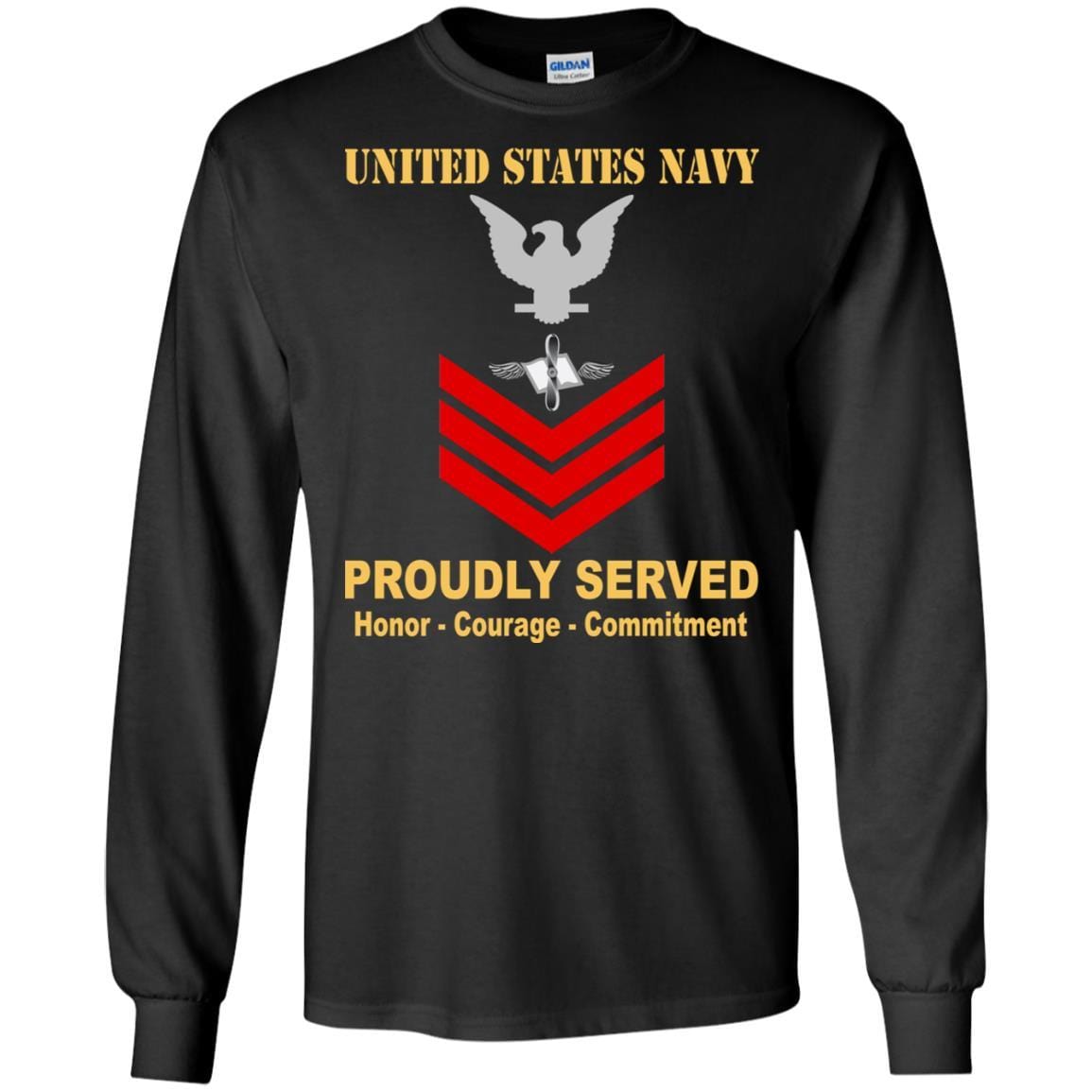 Navy Aviation Maintenance Administrationman Navy AZ E-6 Rating Badges Proudly Served T-Shirt For Men On Front-TShirt-Navy-Veterans Nation