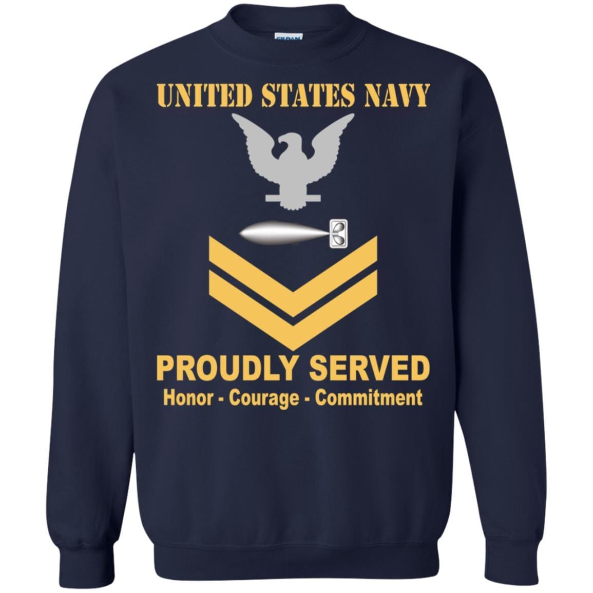 U.S Navy Torpedoman's mate Navy TM E-5 Rating Badges Proudly Served T-Shirt For Men On Front-TShirt-Navy-Veterans Nation