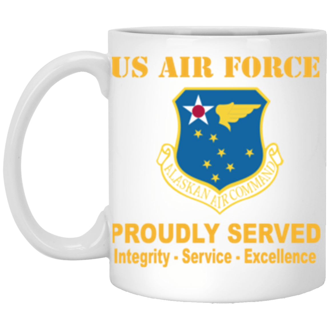 US Air Force Alaskan Air Command Proudly Served Core Values 11 oz. White Mug-Drinkware-Veterans Nation