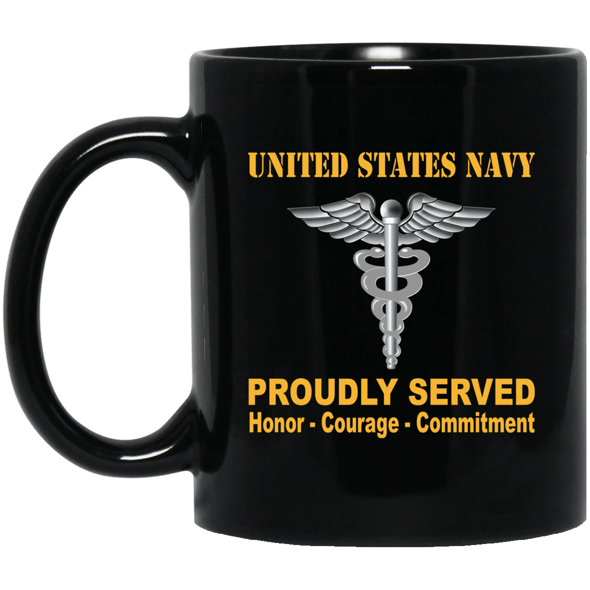U.S Navy Hospital Corpsman Navy HM Proudly Served Black Mug 11 oz - 15 oz-Mug-Navy-Rate-Veterans Nation