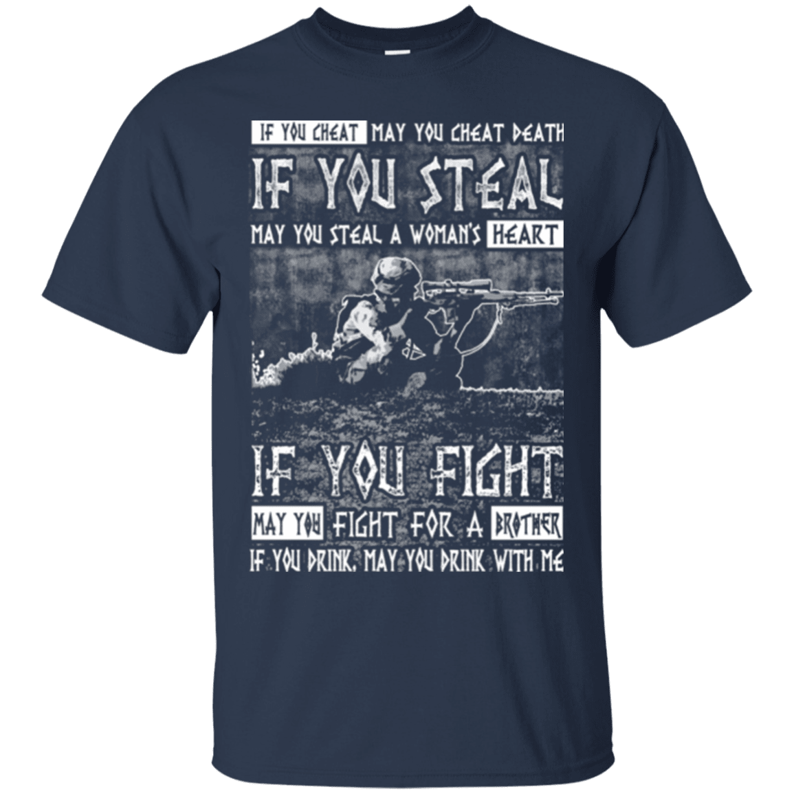 Military T-Shirt "Fight For a Brother, Drink With Me"-TShirt-General-Veterans Nation