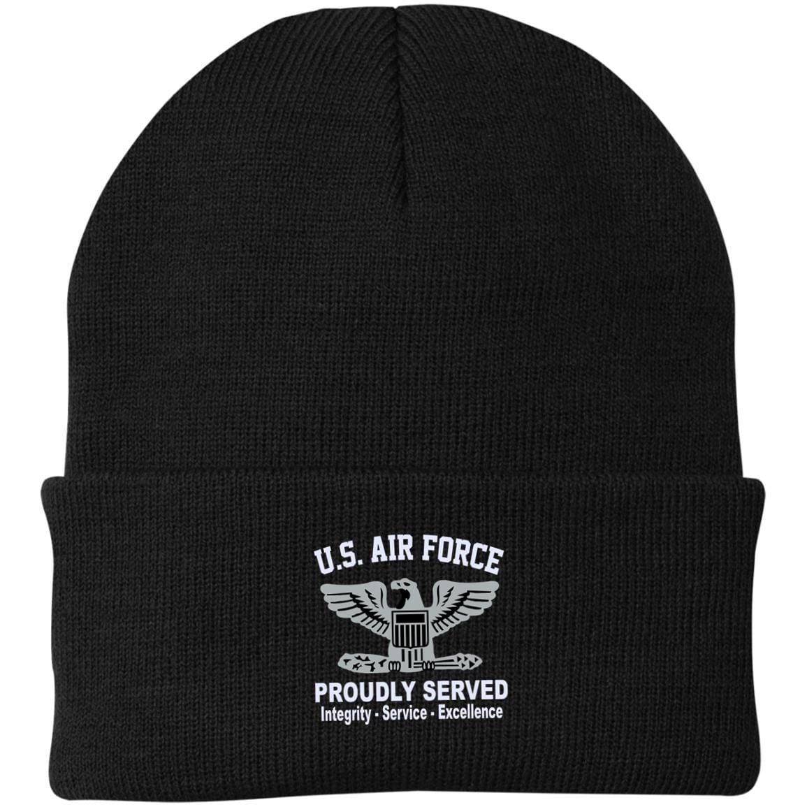 US Air Force O-6 Colonel Col O6 Field Officer Core Values Embroidered Port Authority Knit Cap-Hat-USAF-Ranks-Veterans Nation