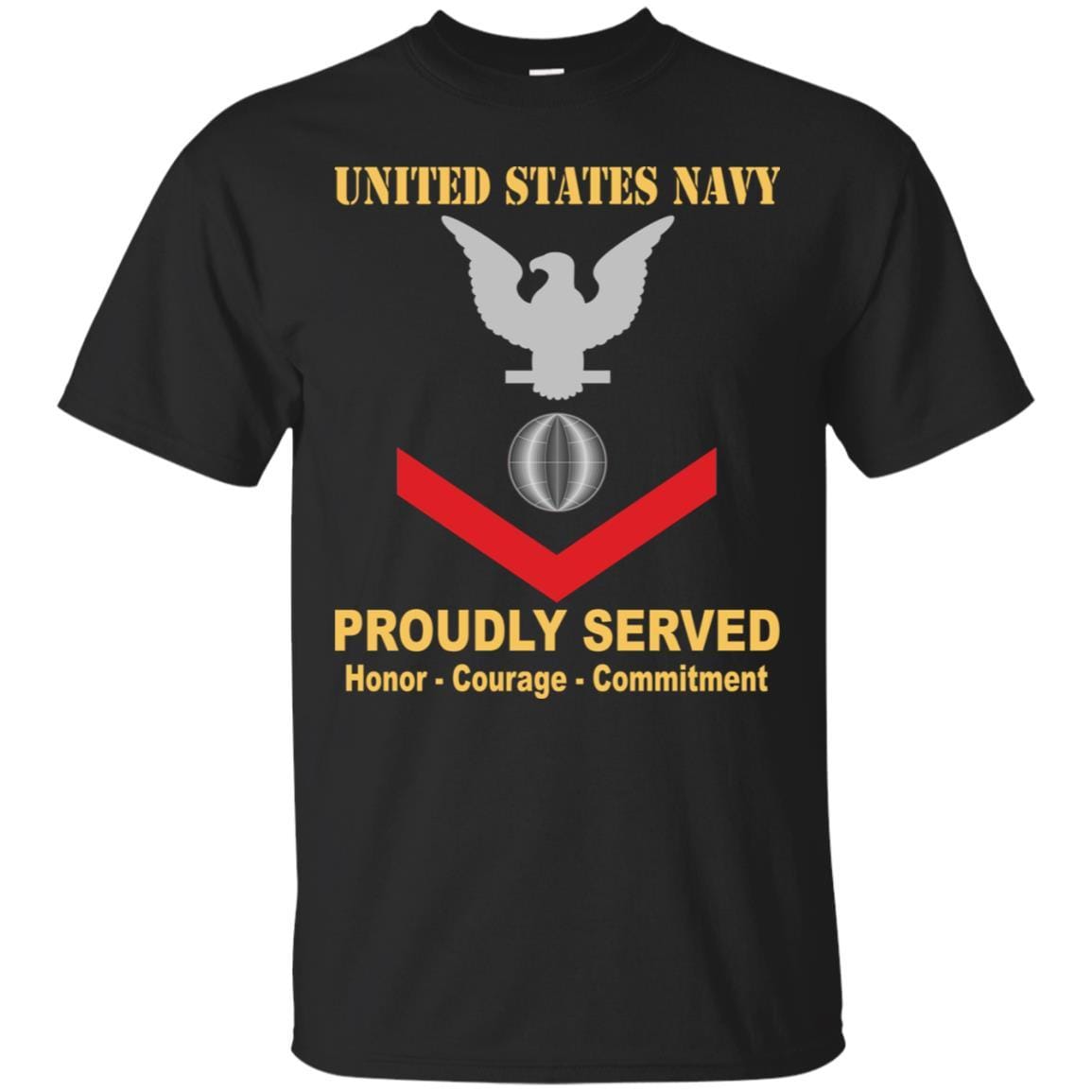 U.S Navy Electrician's mate Navy EM E-4 Rating Badges Proudly Served T-Shirt For Men On Front-TShirt-Navy-Veterans Nation