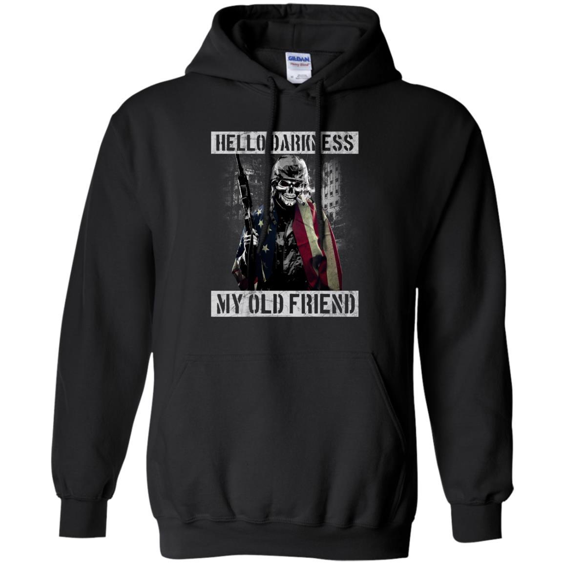 Military T-Shirt "Hello Darkness - My Old Friend Men On" Front-TShirt-General-Veterans Nation