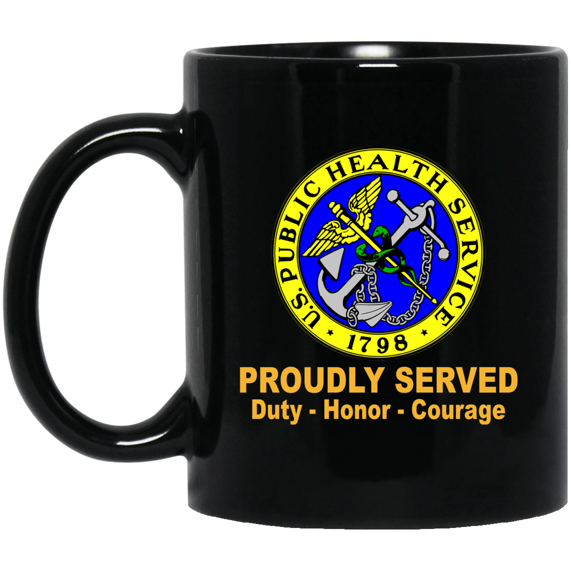 US Army Insignia Proudly Served Duty - Honor - Courage Black Coffee Mug 11oz-15oz-Mug-Army-Veterans Nation