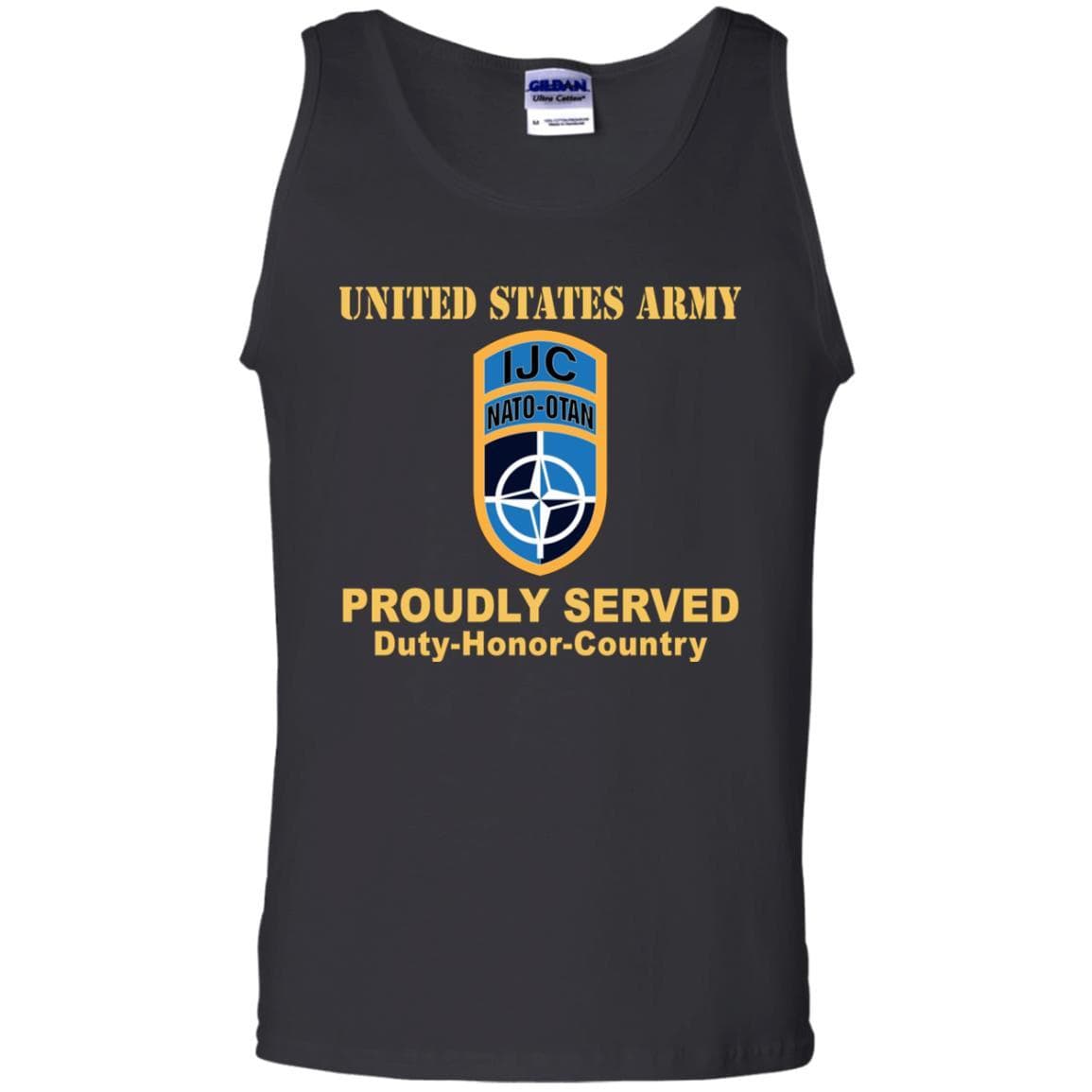 US ARMY CSIB NATO ISAF JOINT COMMAND IN AFGHANISTAN- Proudly Served T-Shirt On Front For Men-TShirt-Army-Veterans Nation