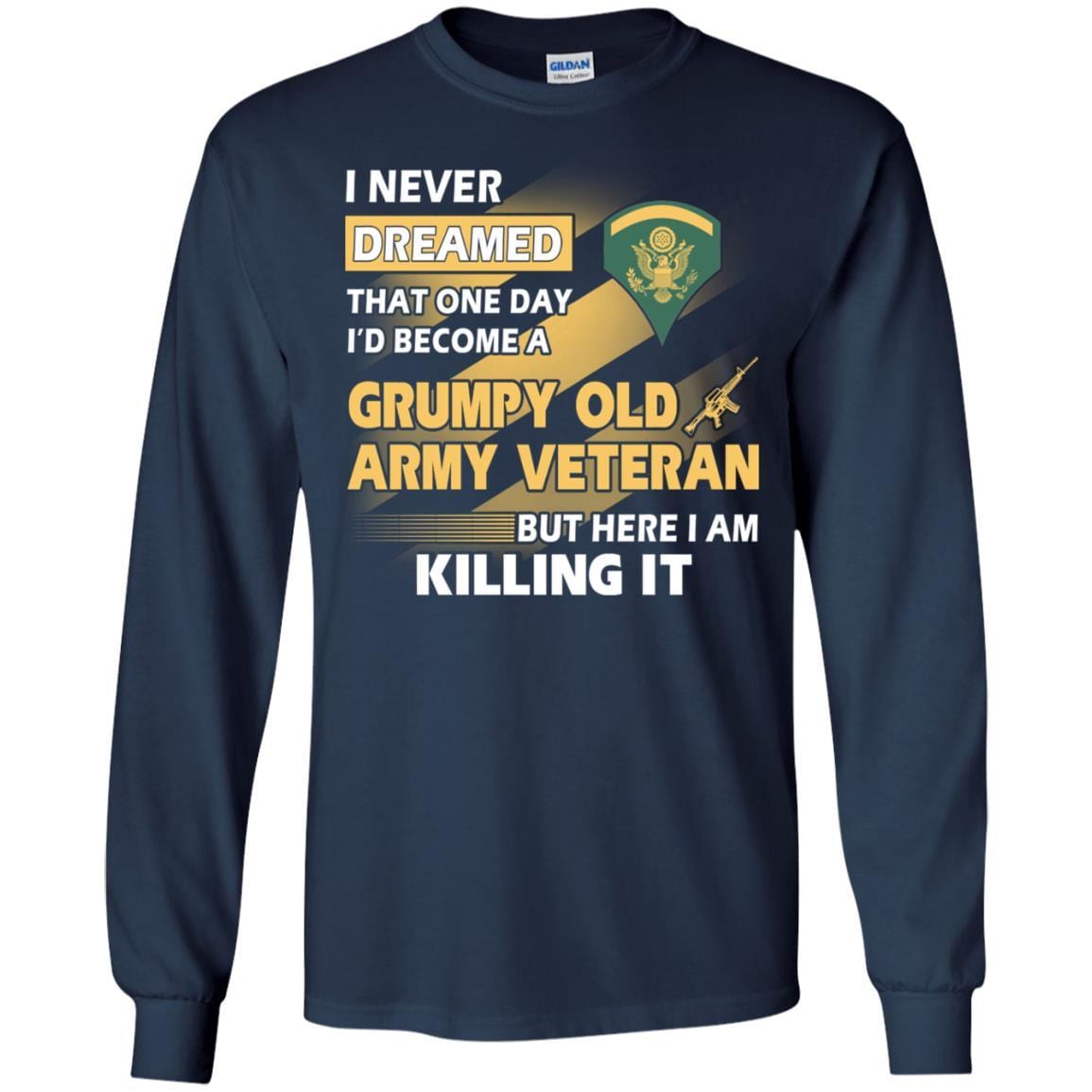 US Army T-Shirt "Grumpy Old Veteran" E-5 SPC(SP5) On Front-TShirt-Army-Veterans Nation
