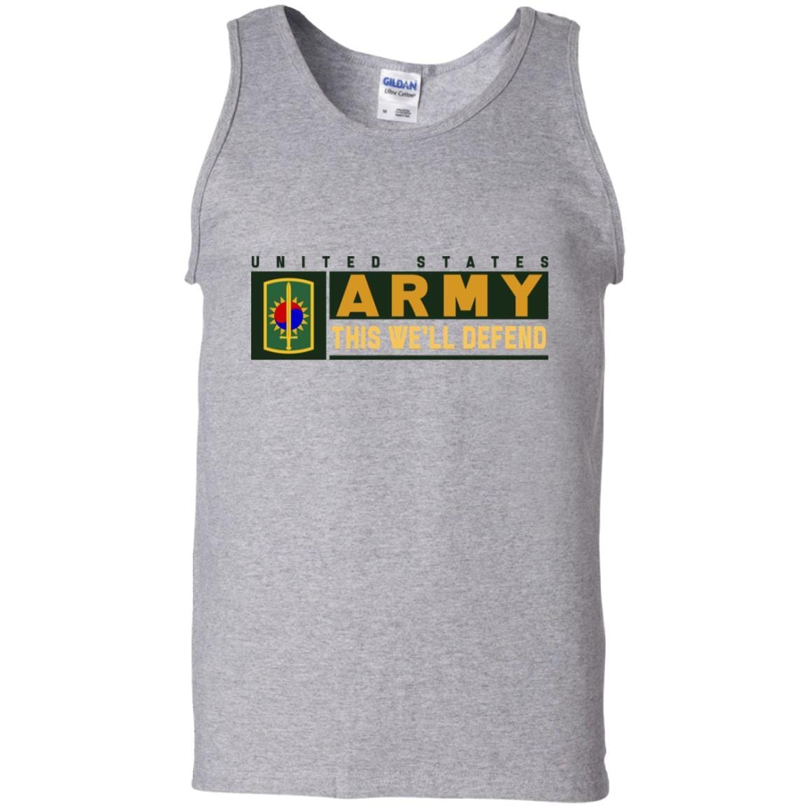 US Army 8TH MILITARY POLICE BRIGADE- This We'll Defend T-Shirt On Front For Men-TShirt-Army-Veterans Nation