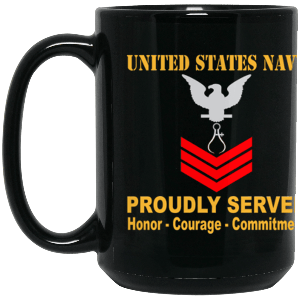 US Navy Instrumentman Navy IM E-6 Red Stripe 15 oz. Black Mug-Drinkware-Veterans Nation