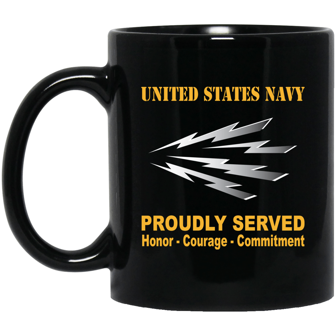 U.S Navy Radioman Navy RM Proudly Served Black Mug 11 oz - 15 oz-Mug-Navy-Rate-Veterans Nation