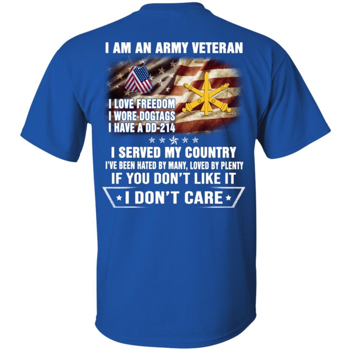 T-Shirt "I Am An Army Air Defense Artillery Veteran" On Back-TShirt-Army-Veterans Nation