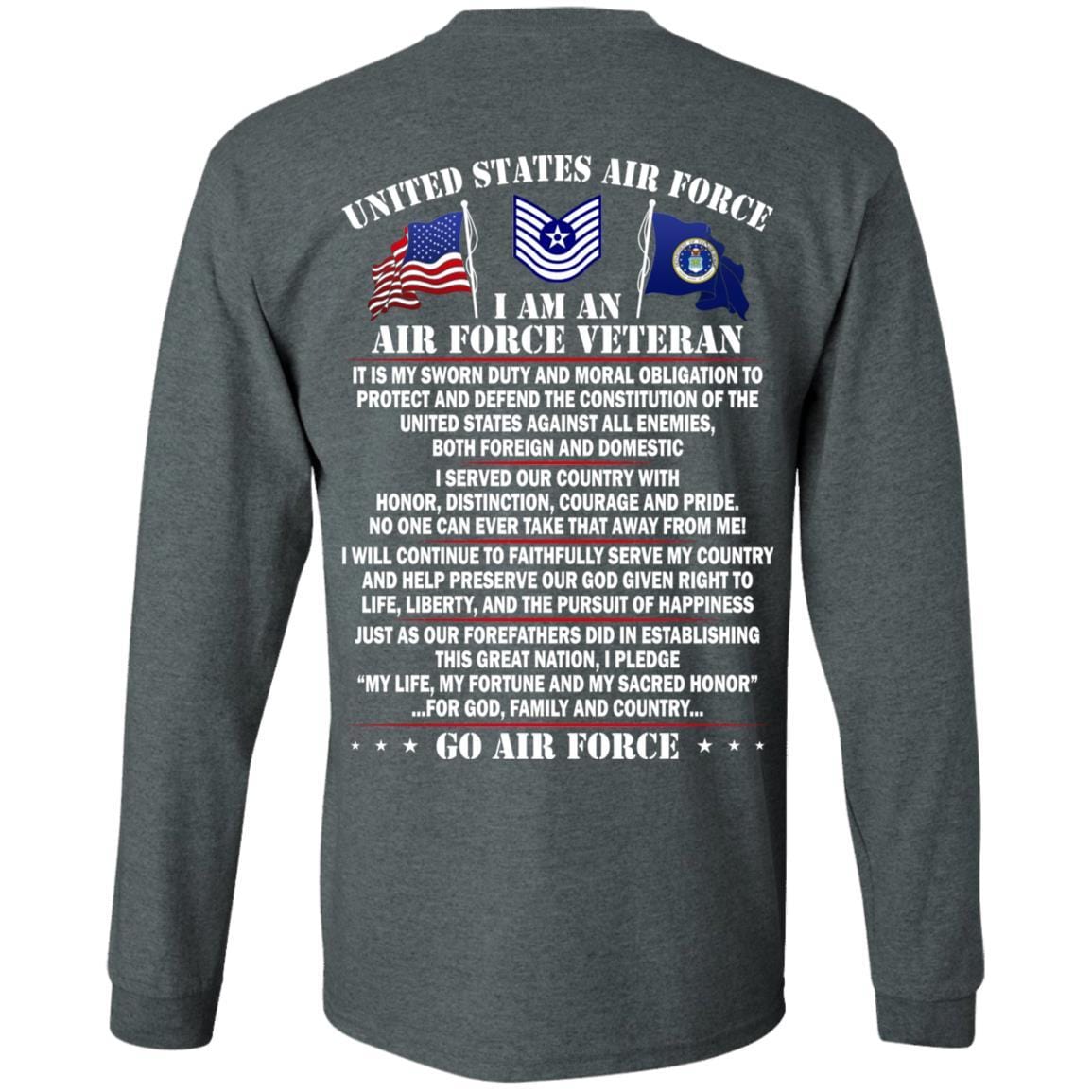 US Air Force E-7 Old Style Rank - Go Air Force T-Shirt On Back-TShirt-USAF-Veterans Nation