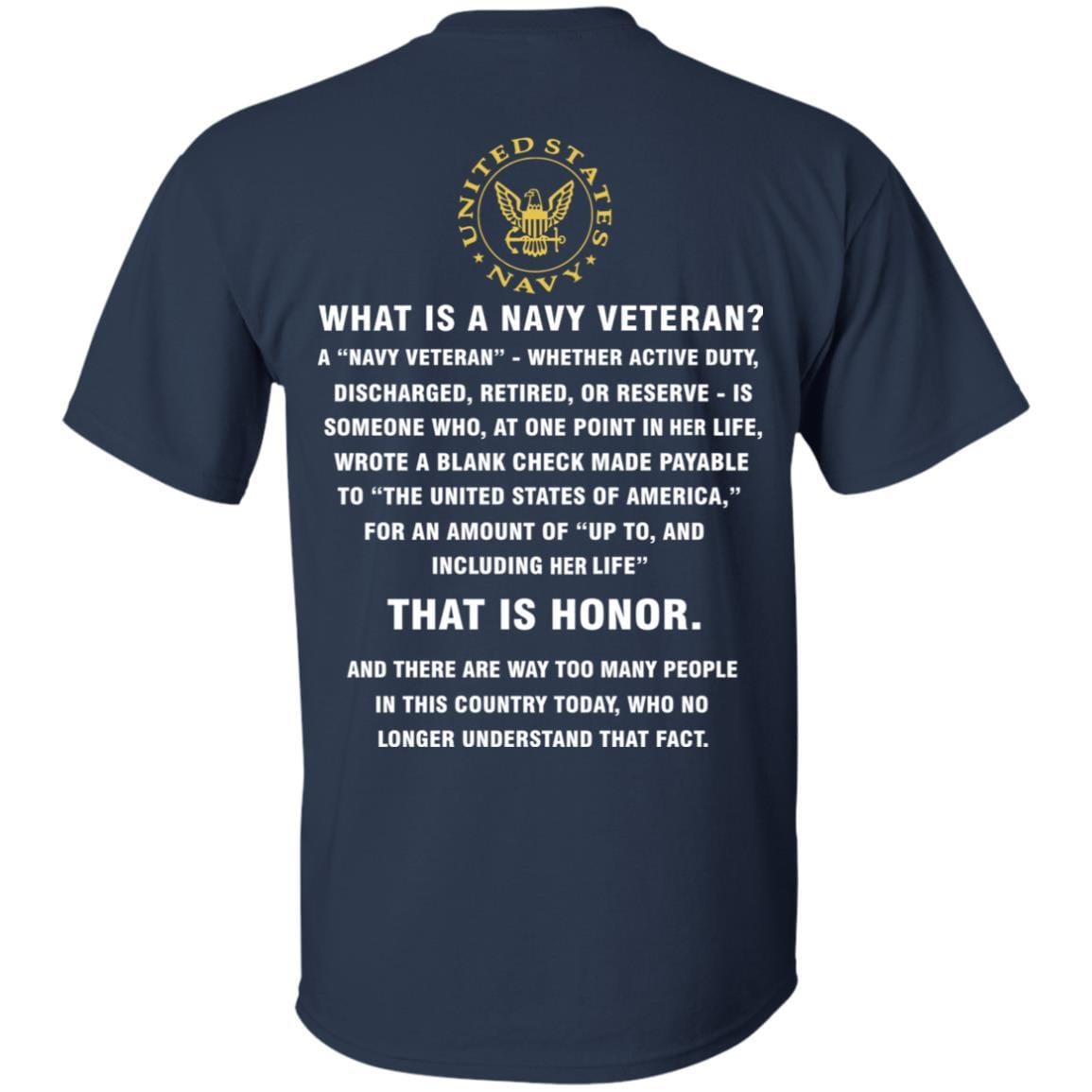 US Navy - What Is An Army Veteran T-Shirt On Back-Apparel-Veterans Nation