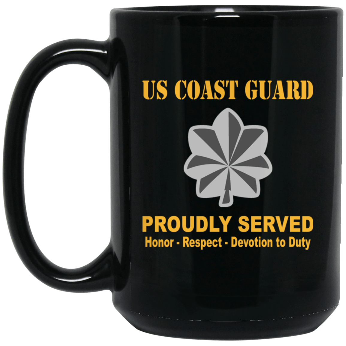 US Coast Guard O-5 Commander O5 CDR Senior Officer Ranks Proudly Served Black Mug 11 oz - 15 oz-Mug-USCG-Officer-Veterans Nation