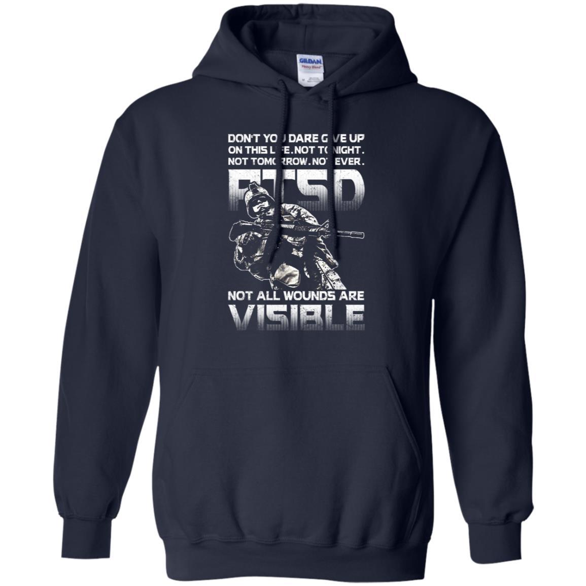 Military T-Shirt "Don't You Dare Give Up - PTSD Men On" Front-TShirt-General-Veterans Nation