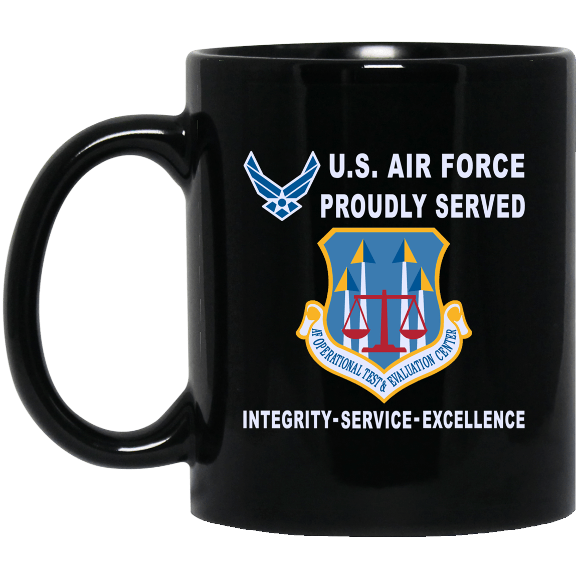 US Air Force Operational Test and Evaluation Center Proudly Served-D04 11 oz - 15 oz Black Mug-Mug-USAF-Shield-Veterans Nation