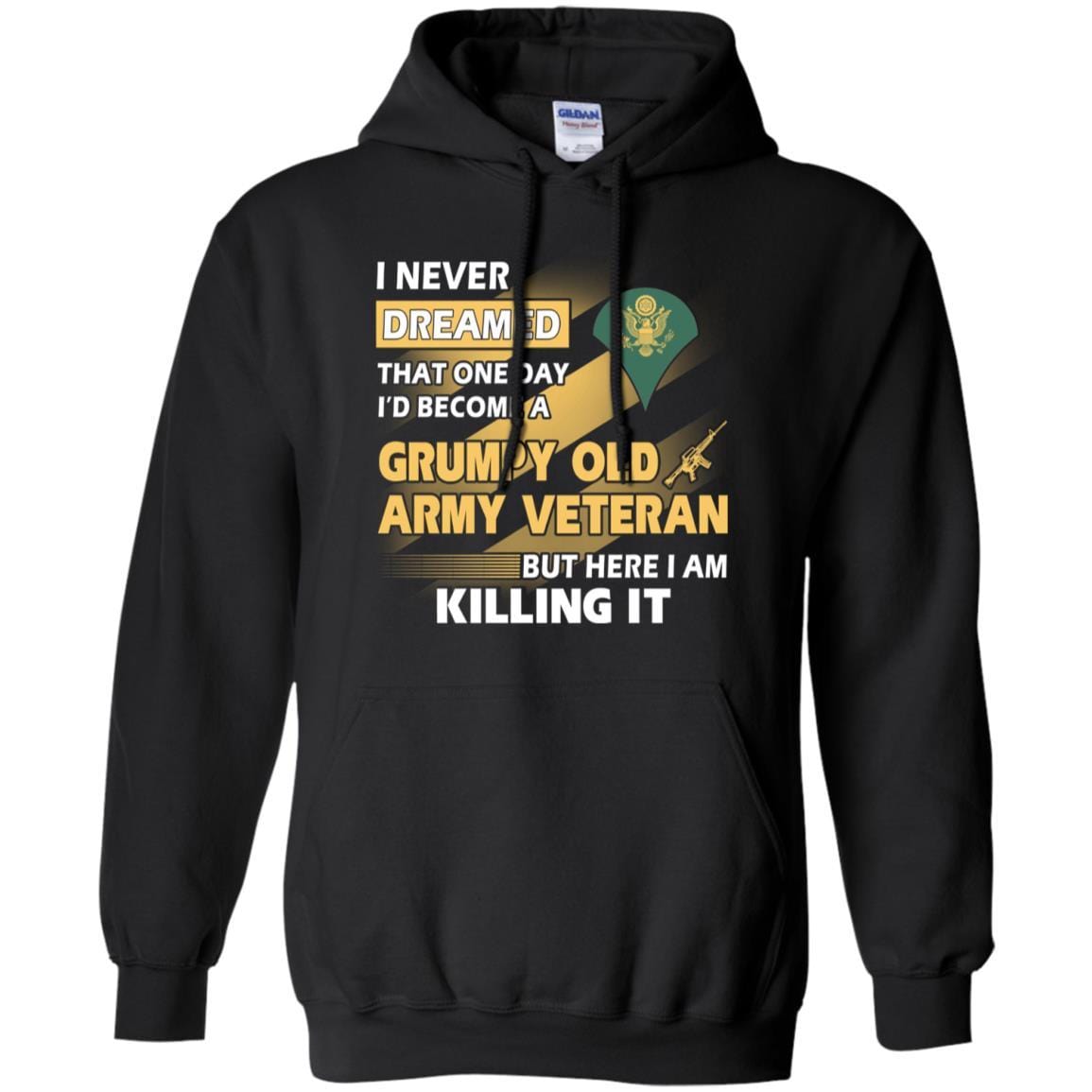 US Army T-Shirt "Grumpy Old Veteran" E-4 SPC(SP4) On Front-TShirt-Army-Veterans Nation