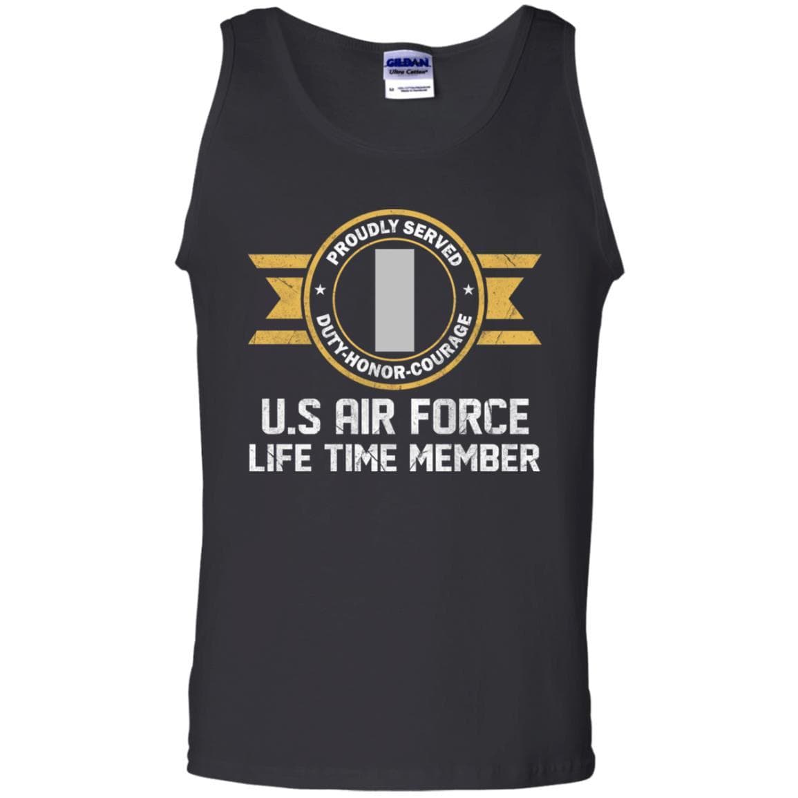 Life time member-US Air Force O-2 First Lieutenant 1st L O2 Commissioned Officer Ranks Men T Shirt On Front-TShirt-USAF-Veterans Nation