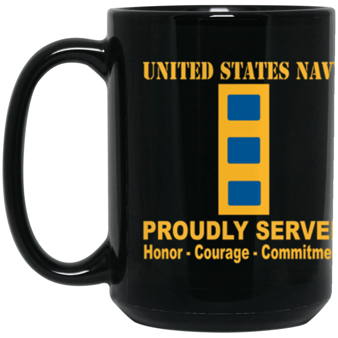 US Navy W-2 Chief Warrant Officer 2 W2 CW2 Warrant Officer Core Values 15 oz. Black Mug-Drinkware-Veterans Nation