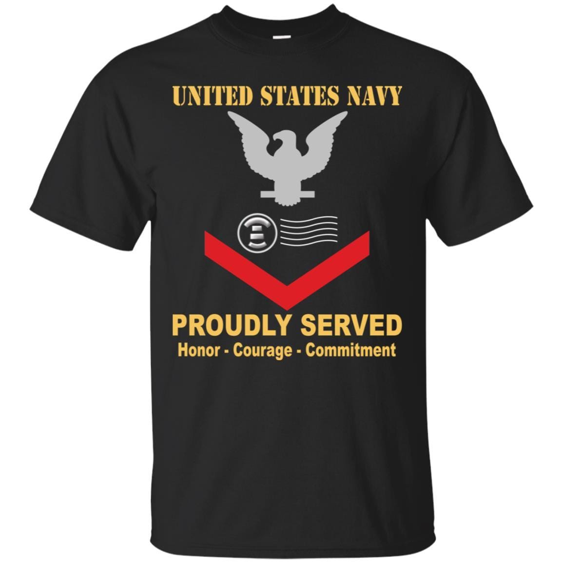 Navy Postal Clerk Navy PC E-4 Rating Badges Proudly Served T-Shirt For Men On Front-TShirt-Navy-Veterans Nation