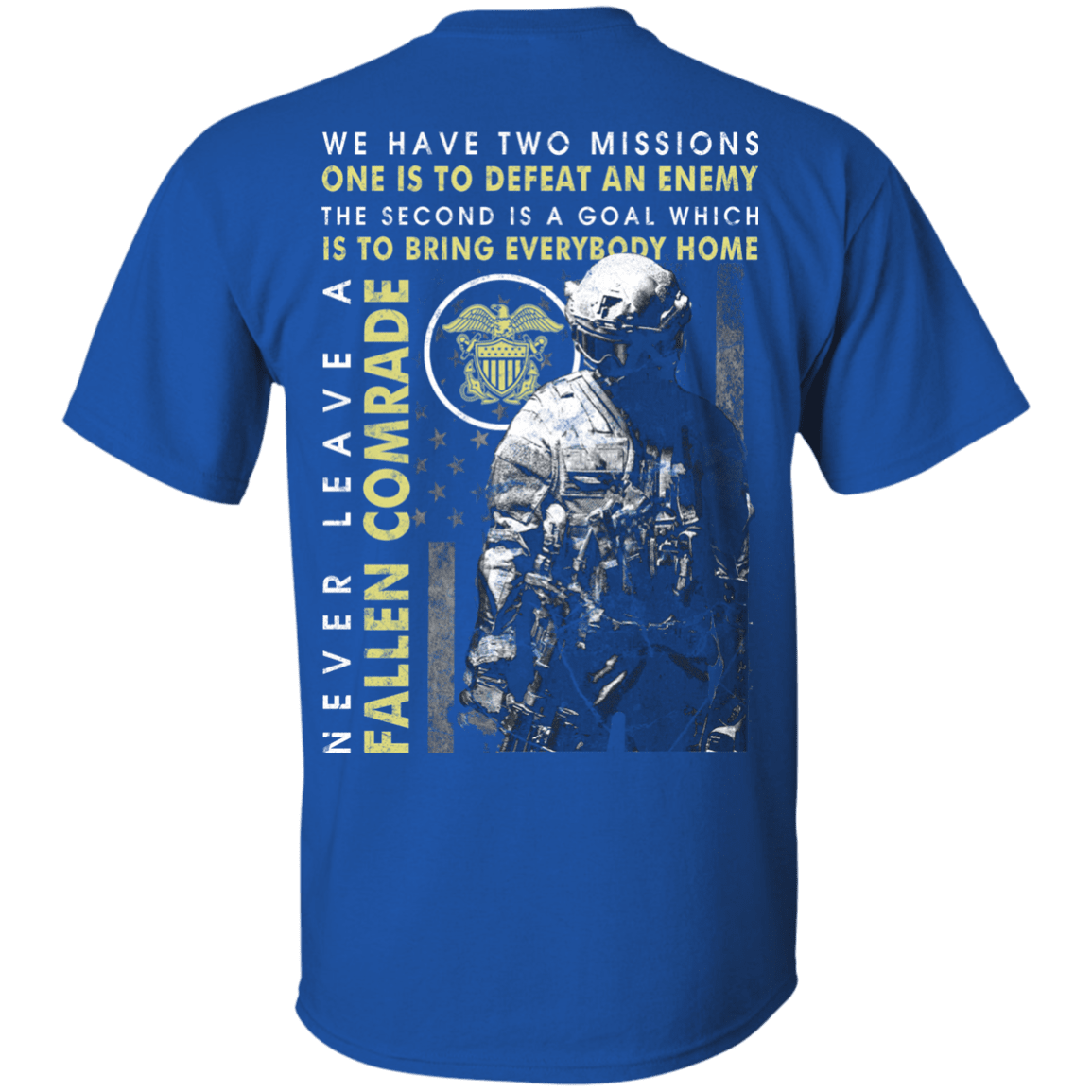 Never Leave A Fallen Comrade Navy Men Back T Shirts-TShirt-Navy-Veterans Nation