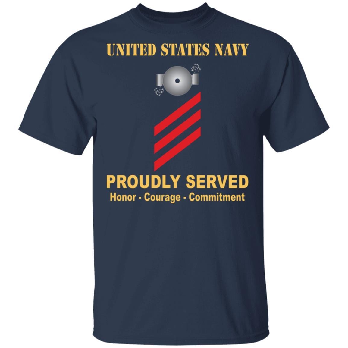 US Navy T-Shirt Boiler technician Navy BT E-3 Red Stripe Rating Badges Proudly Served On Front-T-Shirts-Veterans Nation