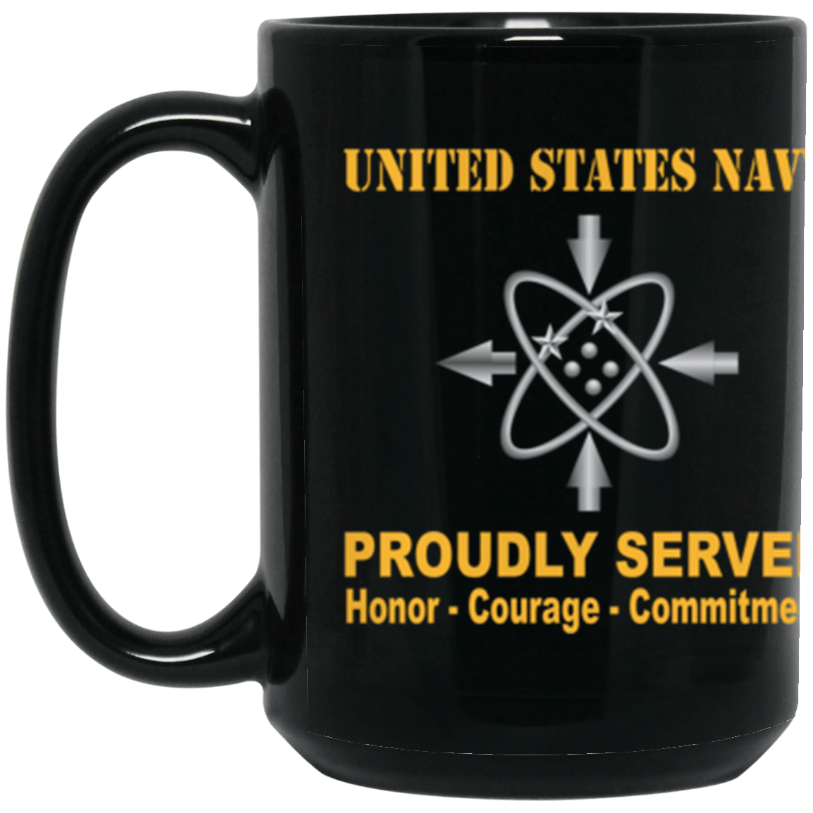 US Navy Data systems technician Navy DS Proudly Served Core Values 15 oz. Black Mug-Drinkware-Veterans Nation