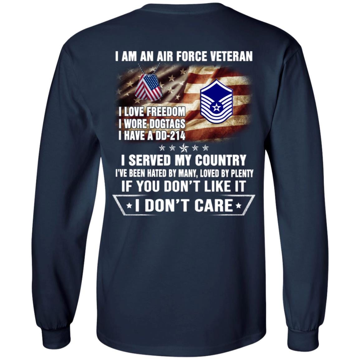 I Am An Air Force E-8 Old Style Rank Veteran T-Shirt On Back-TShirt-USAF-Veterans Nation