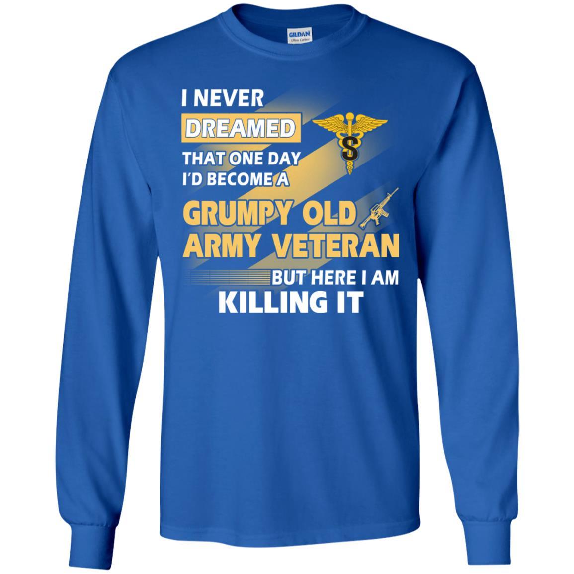 US Army T-Shirt "Medical Specialist Corps Grumpy Old Veteran" On Front-TShirt-Army-Veterans Nation