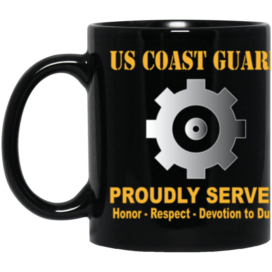 USCG Machinery Technician MK Logo Proudly Served Core Values 11 oz. Black Mug-Drinkware-Veterans Nation