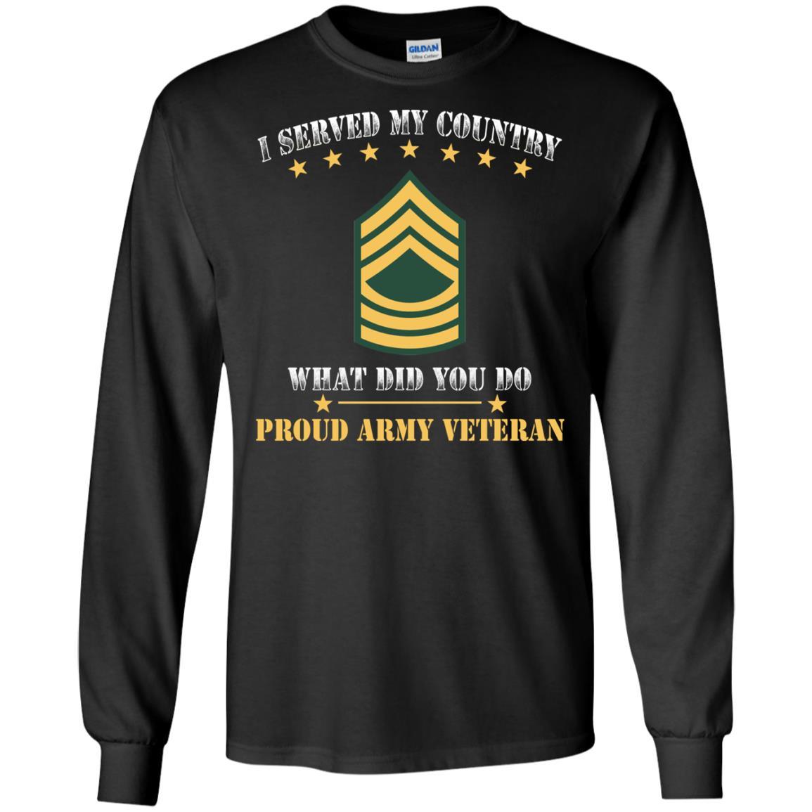 US Army E-8 Master Sergeant E8 MSG Noncommissioned Officer Ranks Men Front T Shirt - Proud US Army Veteran-TShirt-Army-Veterans Nation