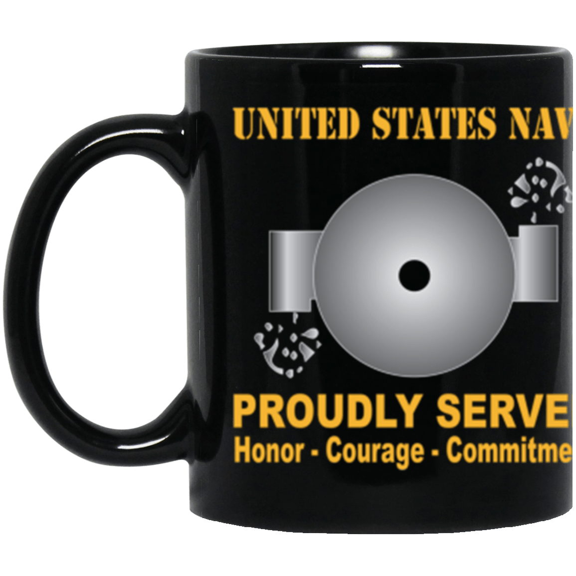 US Navy Boiler technician Navy BT Proudly Served Core Values 11 oz. Black Mug-Drinkware-Veterans Nation