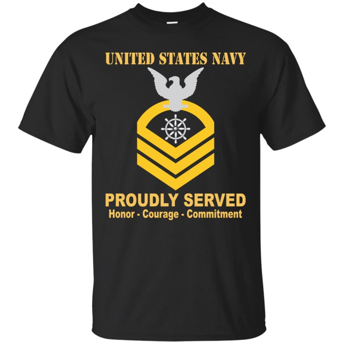 Navy Quartermaster Navy QM E-7 Rating Badges Proudly Served T-Shirt For Men On Front-TShirt-Navy-Veterans Nation