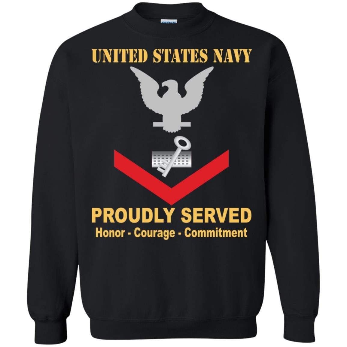 Navy Disbursing Clerk Navy DK E-4 Rating Badges Proudly Served T-Shirt For Men On Front-TShirt-Navy-Veterans Nation