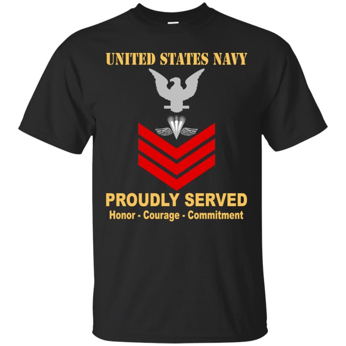 Navy Aircrew Survival Equipmentman Navy PR E-6 Rating Badges Proudly Served T-Shirt For Men On Front-TShirt-Navy-Veterans Nation