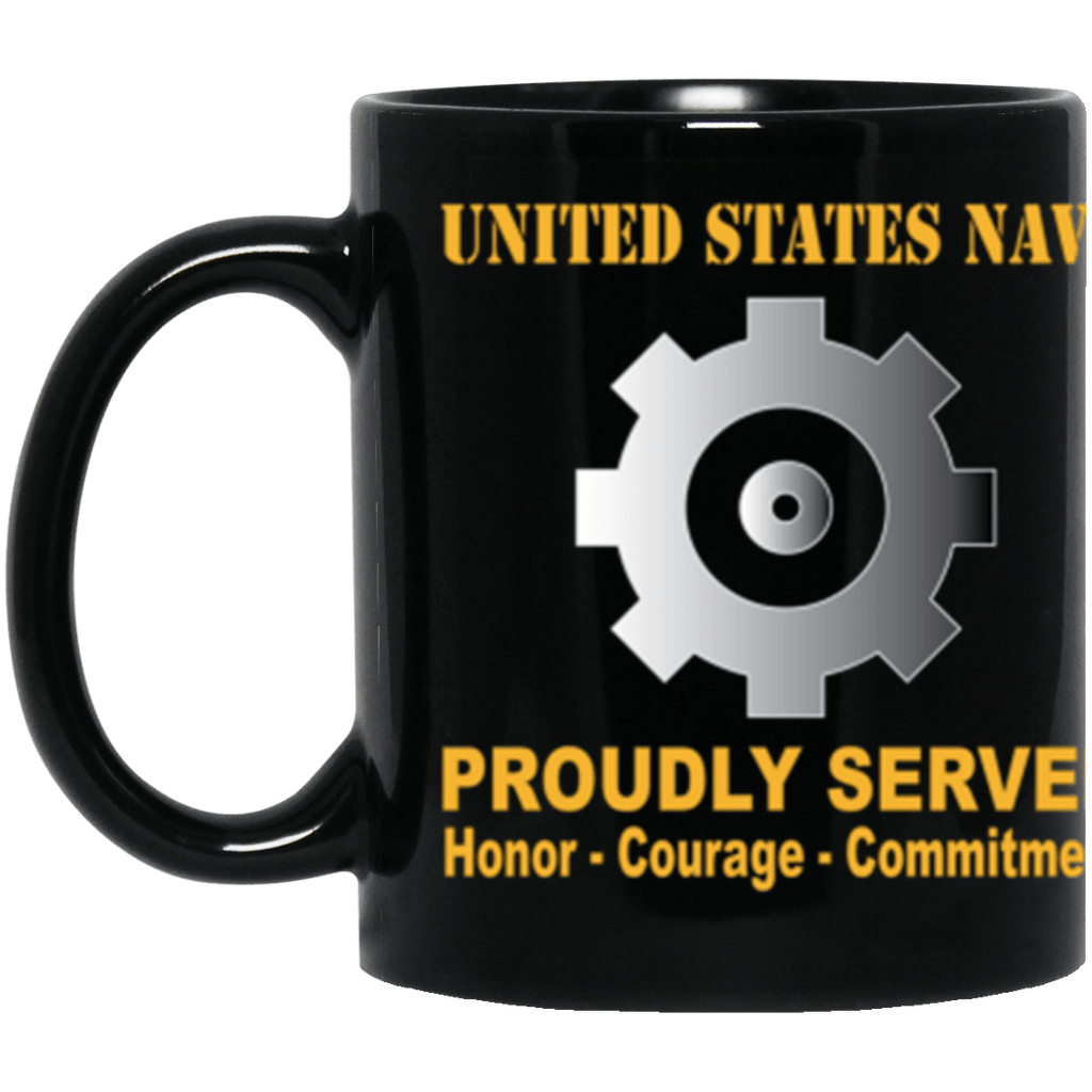 US Navy Engineman Navy EN Proudly Served Core Values 11 oz. Black Mug-Drinkware-Veterans Nation