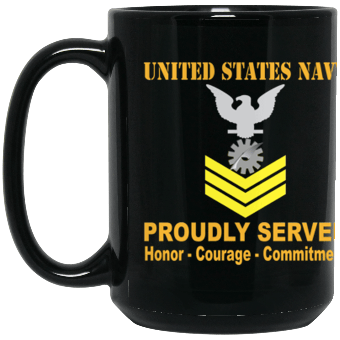 US Navy Data Processing Technician Navy DP E-6 Gold Stripe 15 oz. Black Mug-Drinkware-Veterans Nation