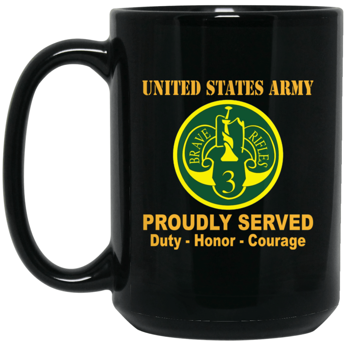U.S. Army 3rd Armored Cavalry 11 oz - 15 oz Black Mug-Mug-Army-CSIB-Veterans Nation