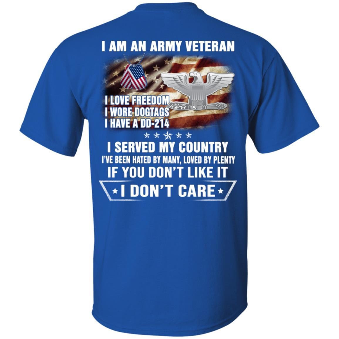 T-Shirt "I Am An Army Veteran" O-6 Colonel(COL)Rank On Back-TShirt-Army-Veterans Nation