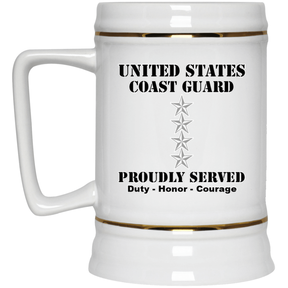 US Coast Guard O-10 Admiral O10 ADM Flag Officer Ranks White Coffee Mug - Stainless Travel Mug-Mug-USCG-Officer-Veterans Nation
