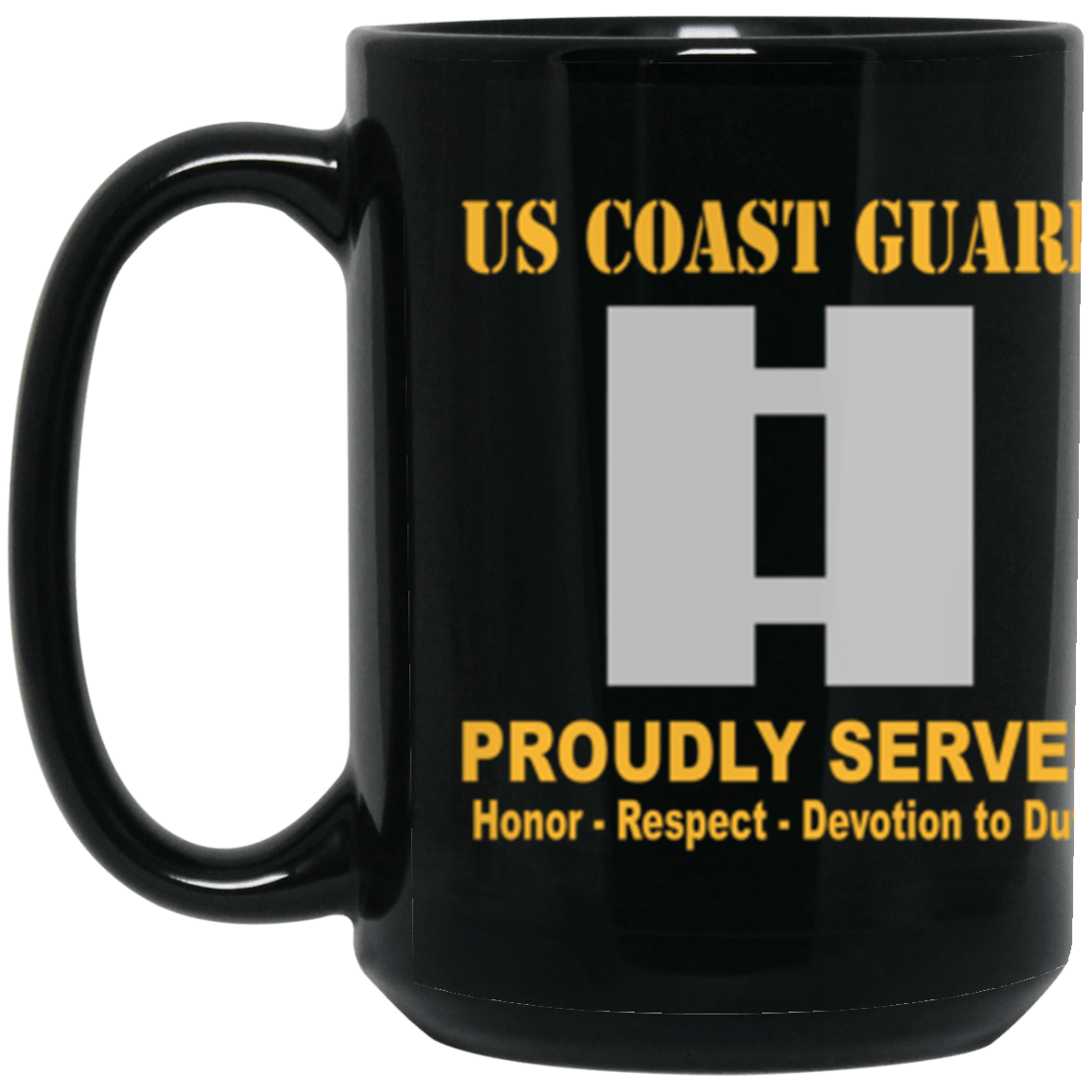 USCG O-3 Lieutenant O3 LT Junior Officer Ranks Proudly Served Core Values 15 oz. Black Mug-Drinkware-Veterans Nation