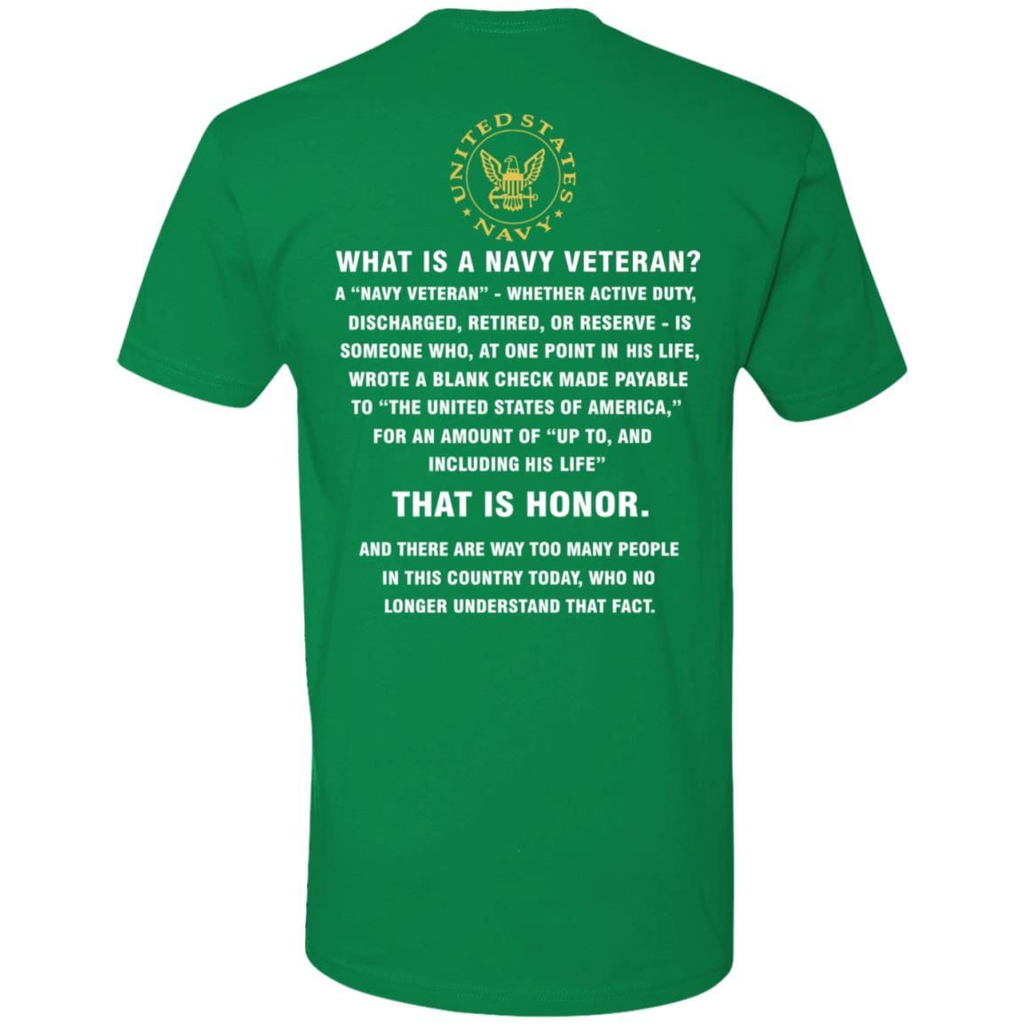 US Navy T-Shirt - What Is An Navy Veteran Next Level Premium Short Sleeve On Back-T-Shirts-Veterans Nation