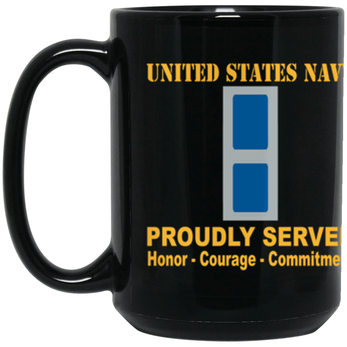 US Navy W-3 Chief Warrant Officer 3 W3 CW3 Warrant Officer Core Values 15 oz. Black Mug-Drinkware-Veterans Nation